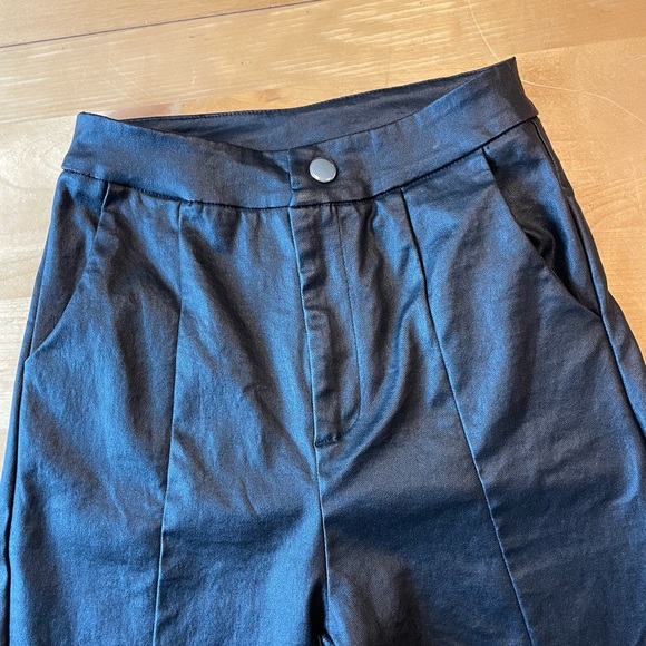 Princess Polly Faux Leather High Waist Split Front Pants Size 2 - Picture 3 of 10